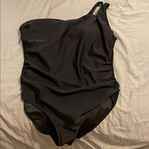 Chic Black Asymmetrical One-Piece Swimsuit